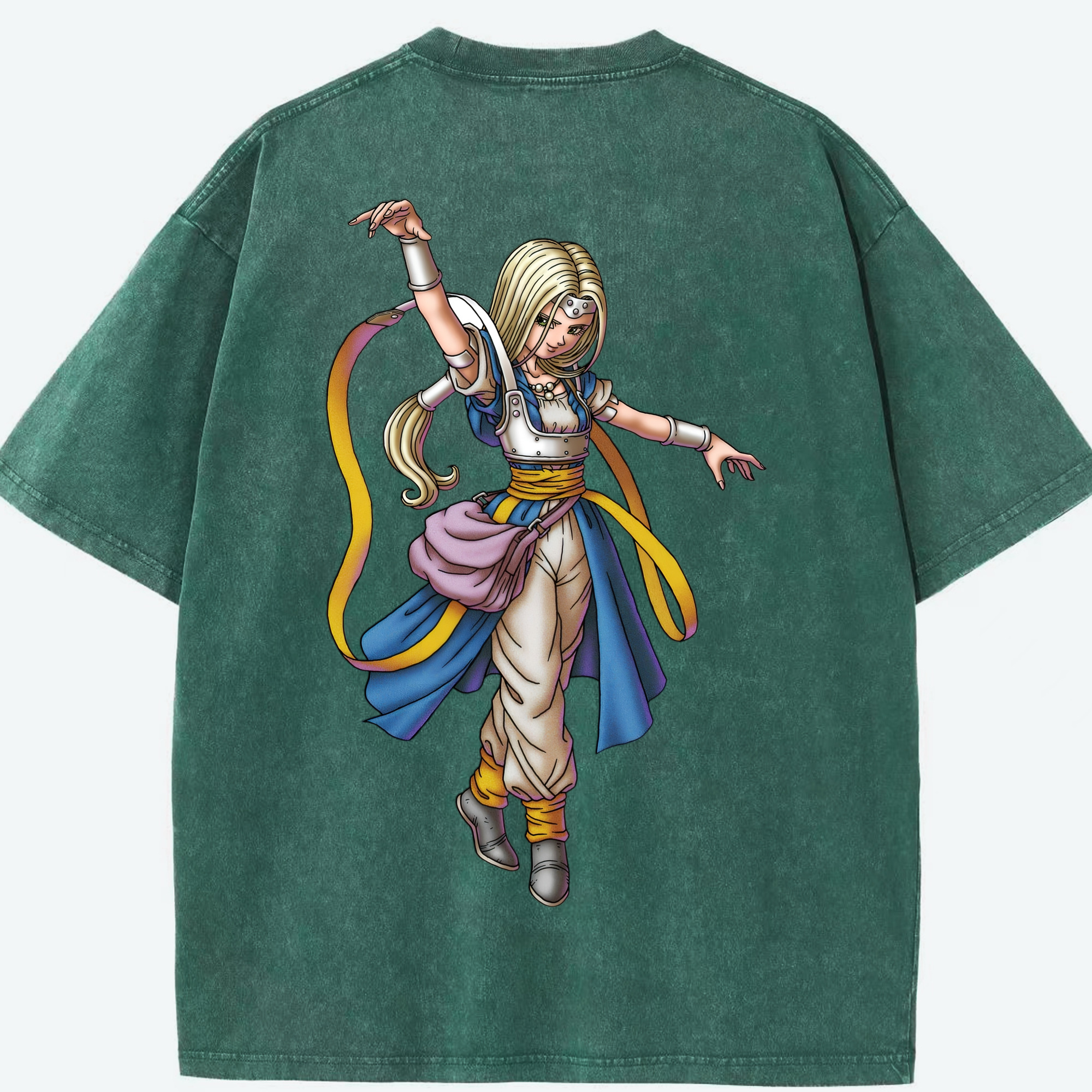 （画像用） ドラゴンクエスト Doragon Kuesuto Dragon Quest 綿100% ヴィンテージ風 半袖Tシャツ（背面プリント）